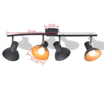 Ceiling Lamp for 4 Bulbs E27 Black and Gold