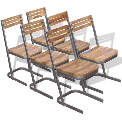 Dining Chairs 6 pcs Solid Teak Wood