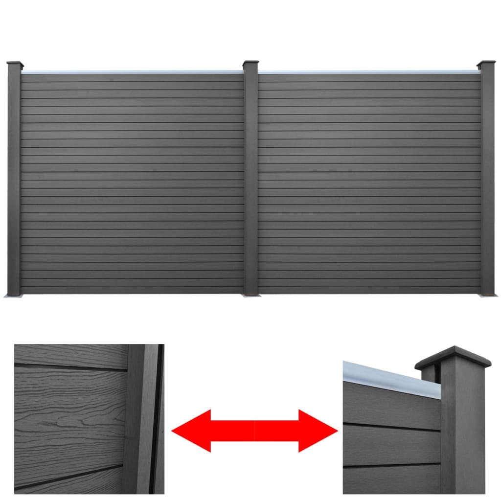 Garden Fence Panels 2 pcs WPC 361 cm Grey