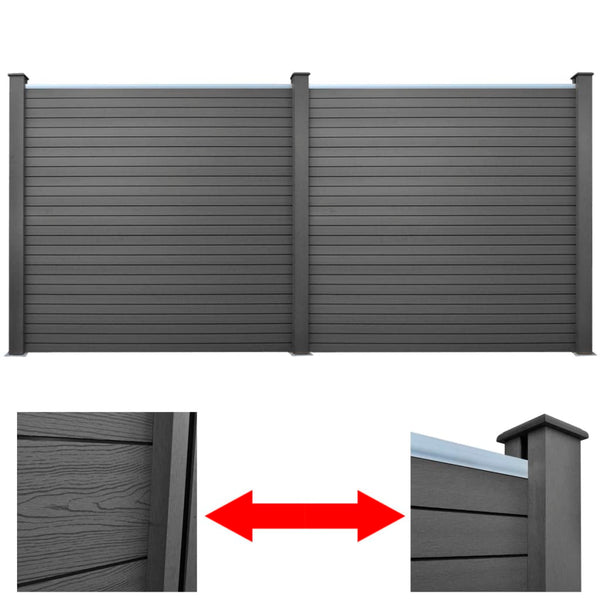  Garden Fence Panels 2 pcs WPC 361 cm Grey
