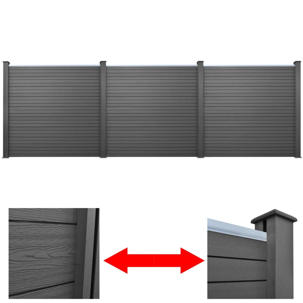 Garden Fence Panels 3 pcs WPC 538 cm Grey