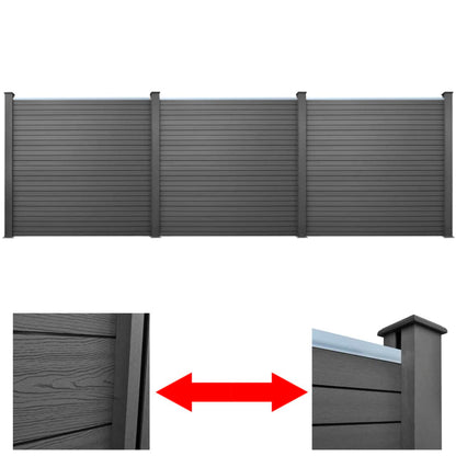 Garden Fence Panels 3 pcs WPC 538 cm Grey