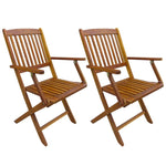 Folding Outdoor Chairs 2 pcs Solid Acacia Wood