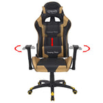 Reclining Office Racing Chair Artificial Leather Gold
