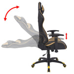Reclining Office Racing Chair Artificial Leather Gold