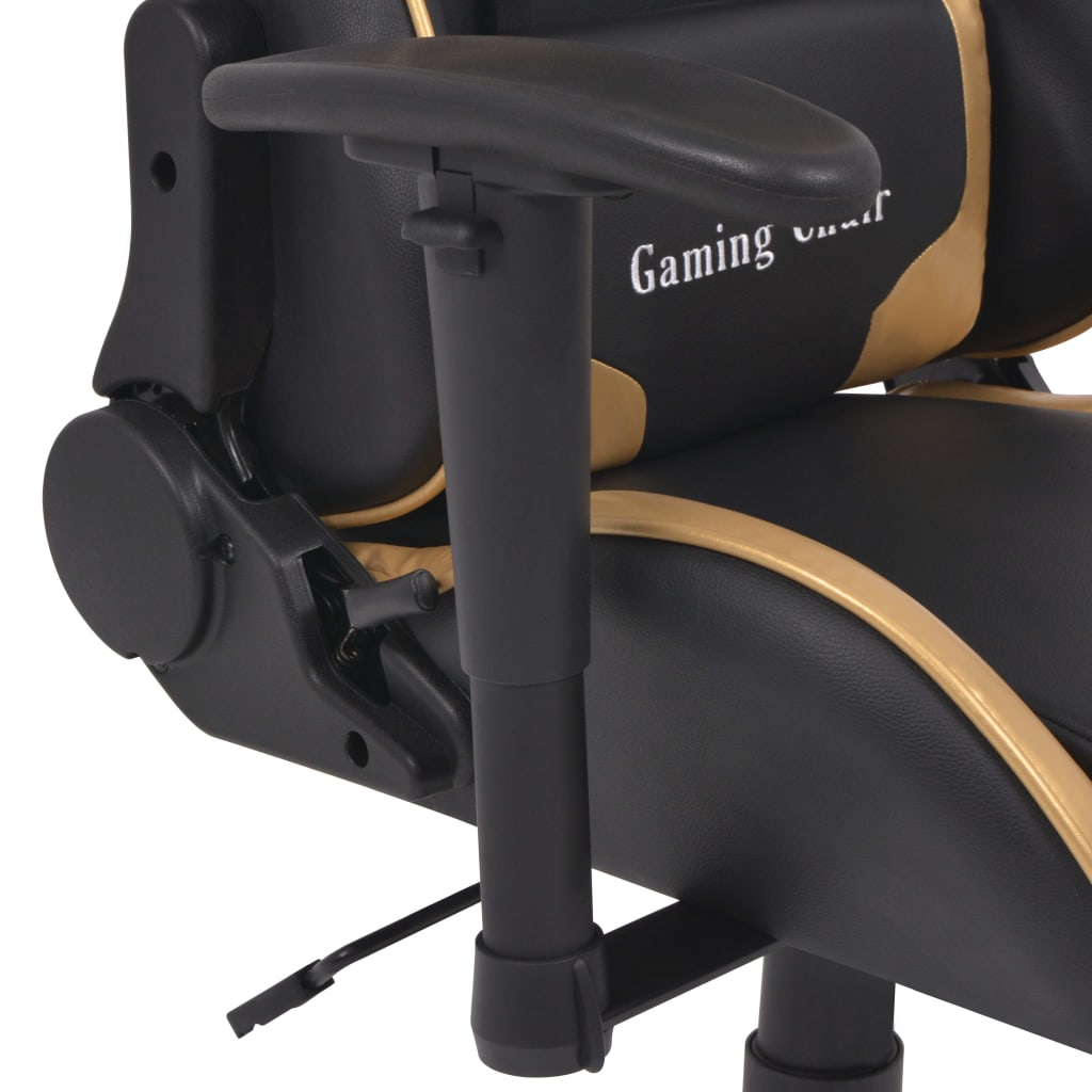 Reclining Office Racing Chair Artificial Leather Gold
