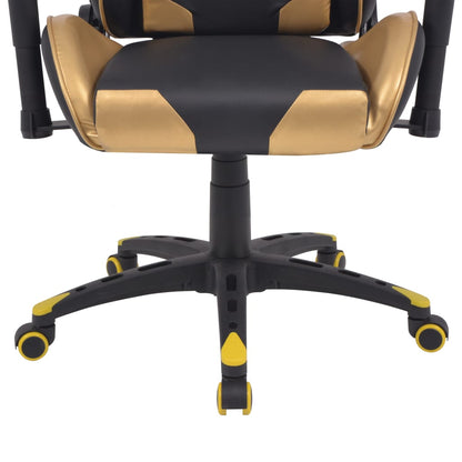 Reclining Office Racing Chair Artificial Leather Gold