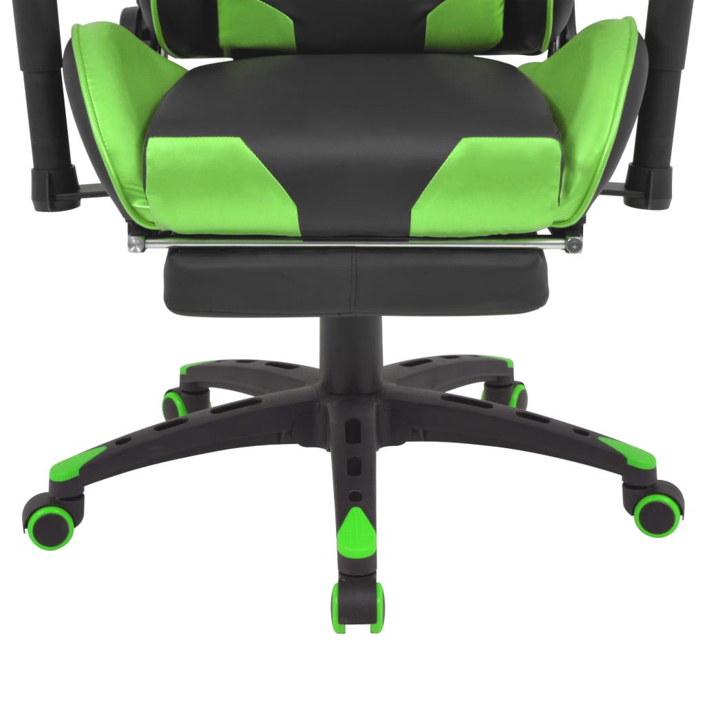 Reclining Office Racing Chair with Footrest Green