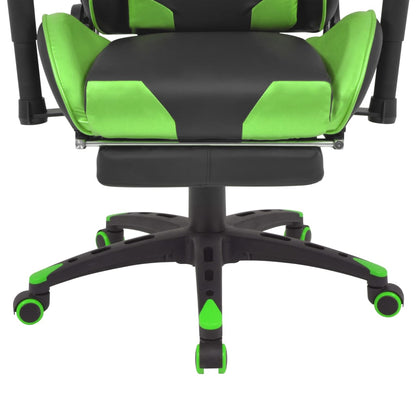 Reclining Office Racing Chair with Footrest Green