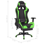Reclining Office Racing Chair with Footrest Green
