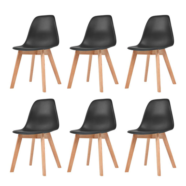  Dining Chairs 6 pcs Black Plastic