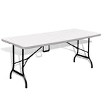 Folding Garden Table with 2 Benches 180 cm Steel and HDPE White