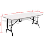 Folding Garden Table with 2 Benches 180 cm Steel and HDPE White