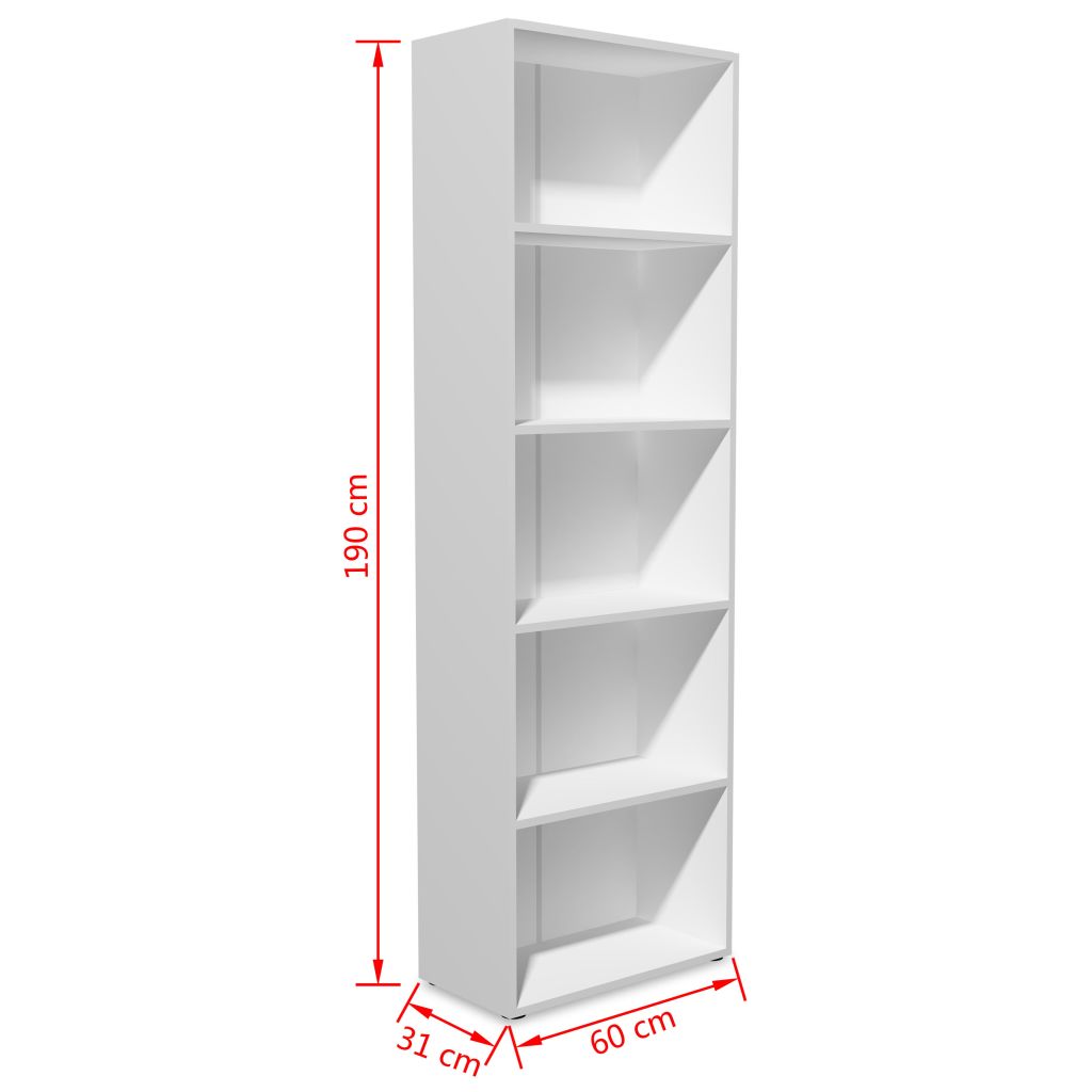 Bookshelf Chipboard 60x31x190 cm White
