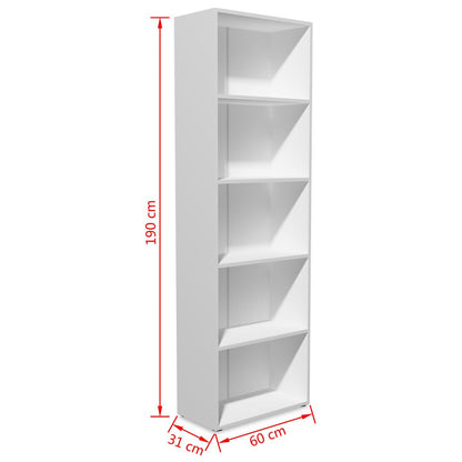 Bookshelf Chipboard 60x31x190 cm White