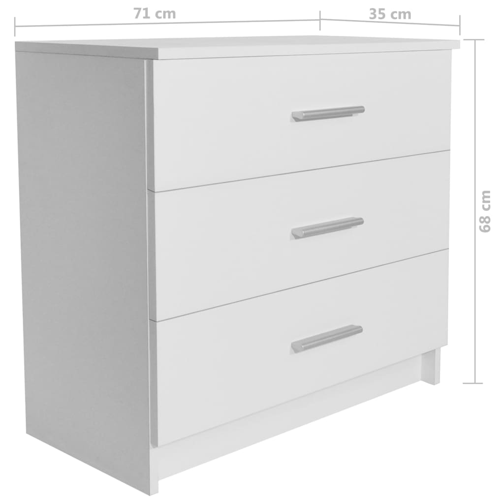 Chest of Drawers Chipboard 71x35x69 cm White