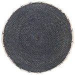 Woven/Knitted Pouffe Jute Cotton Blue