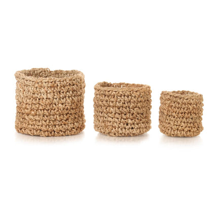 Storage Basket Set 3 Pieces Handmade Jute Natural