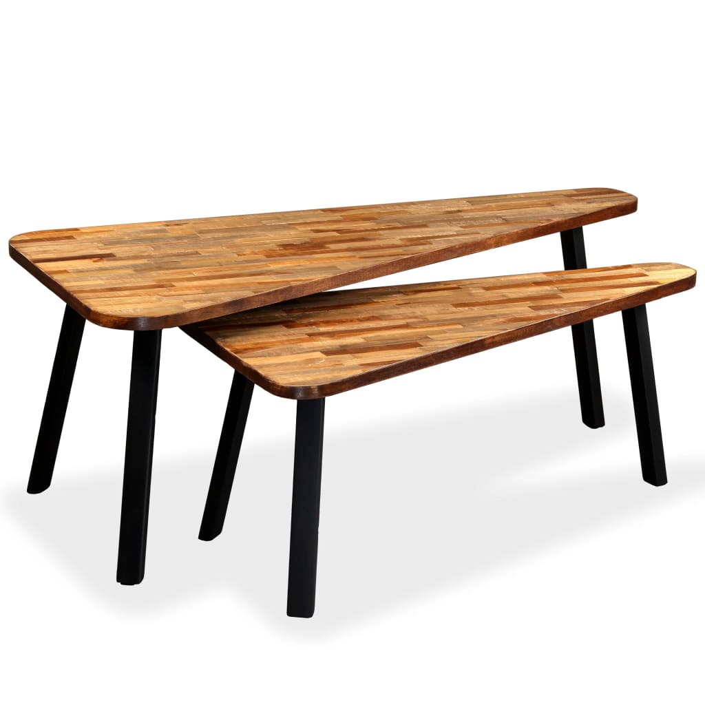Coffee Table Set 2 Pieces Reclaimed Teak