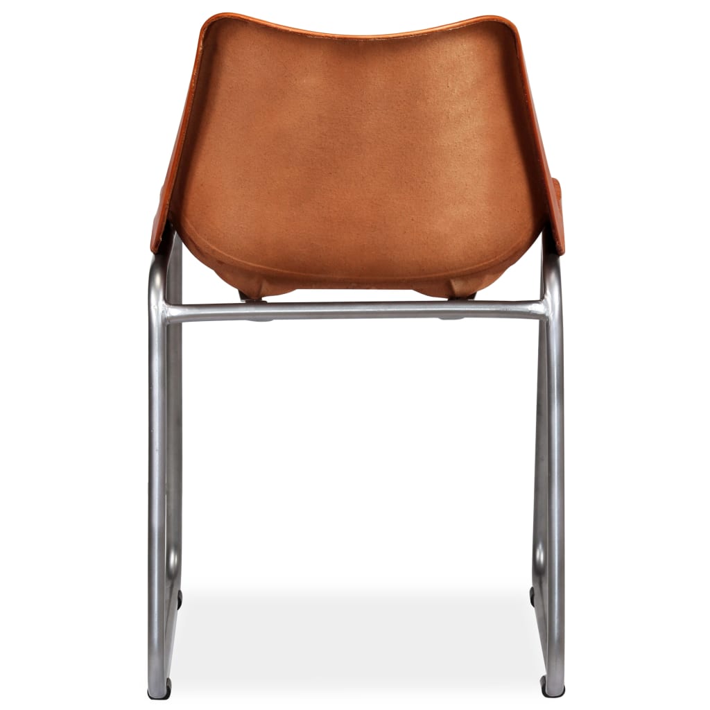 Dining Chairs 2 pcs Brown Real Leather