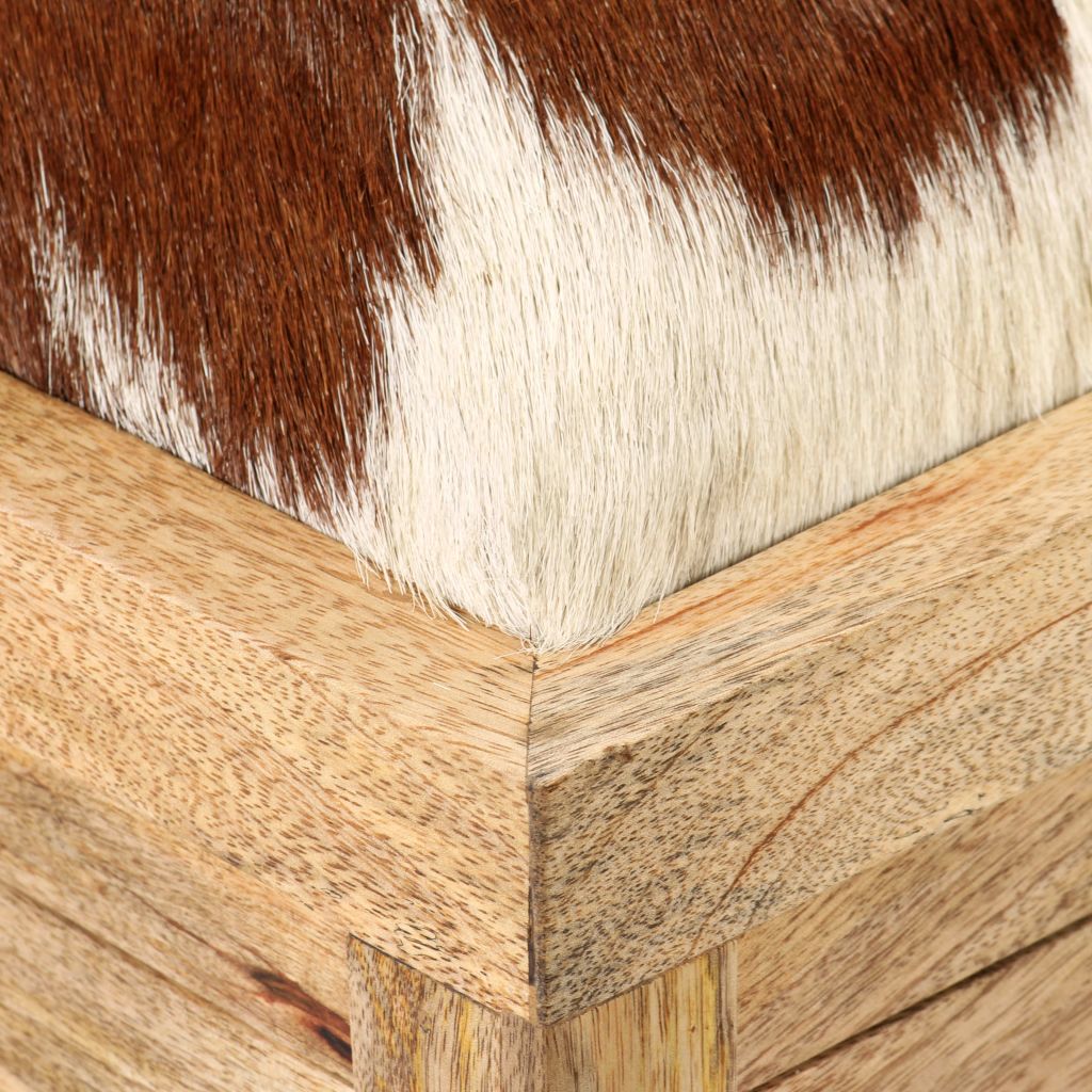 Storage Bench Genuine Leather and Solid Mango Wood 80x44x44 cm