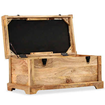 Storage Bench Genuine Leather and Solid Mango Wood 80x44x44 cm