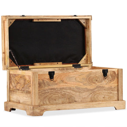Storage Bench Genuine Leather and Solid Mango Wood 80x44x44 cm