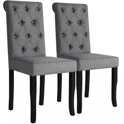 Dining Chairs 2 pcs Dark Grey Fabric