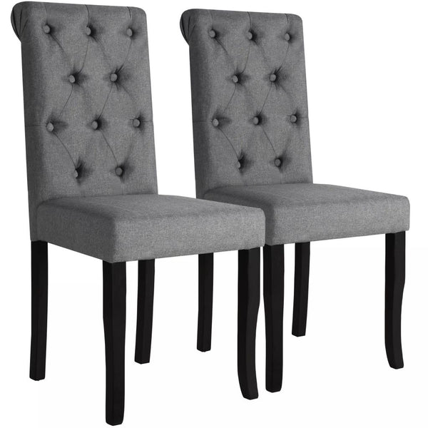  Dining Chairs 2 pcs Dark Grey Fabric