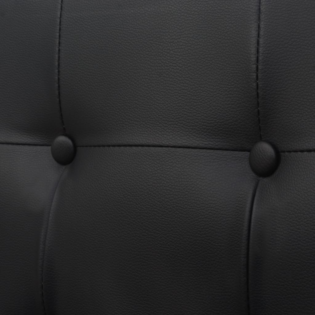 2-Seater Sofa with Armrests Artificial Leather and Steel Black