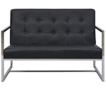 2-Seater Sofa with Armrests Artificial Leather and Steel Black