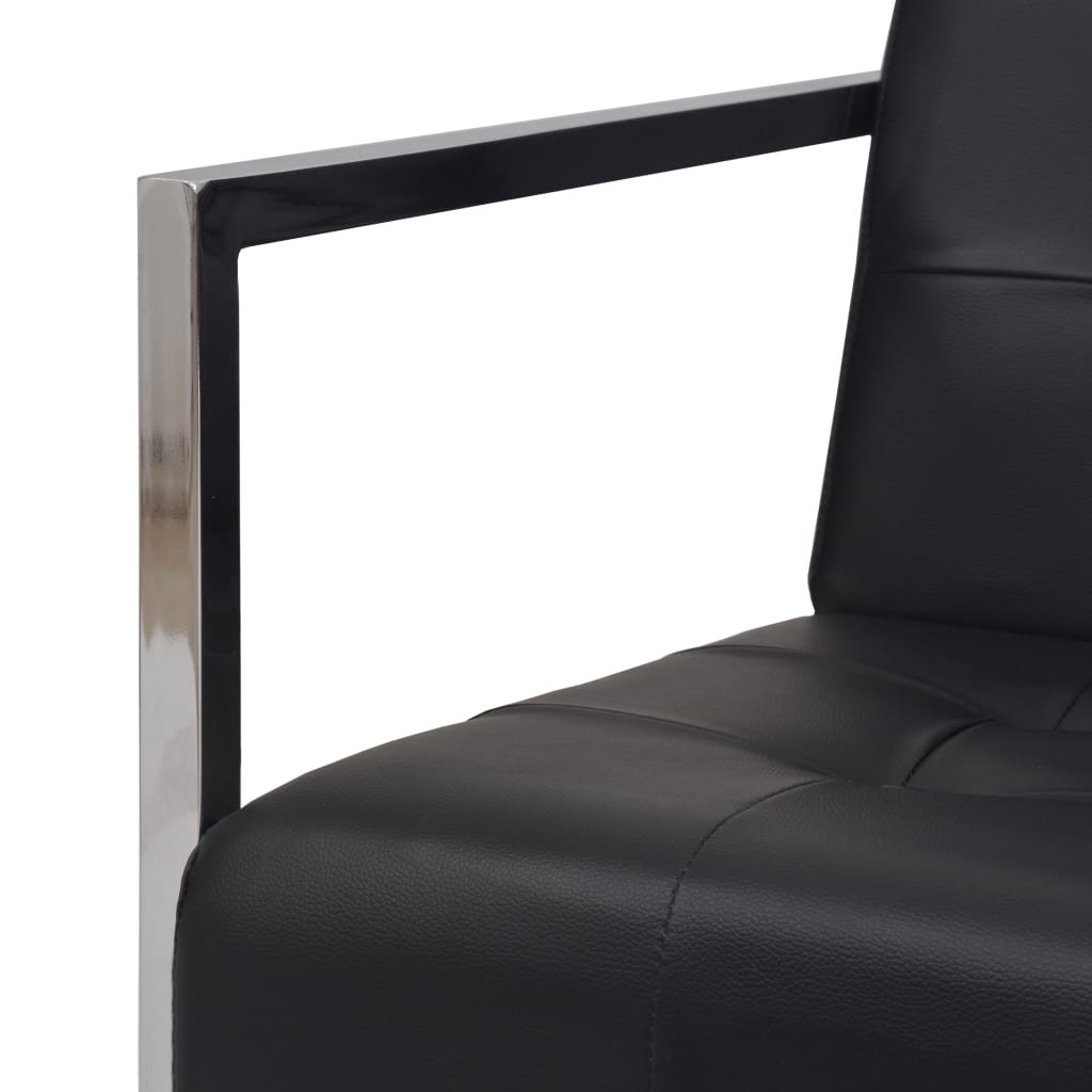 2-Seater Sofa with Armrests Artificial Leather and Steel Black