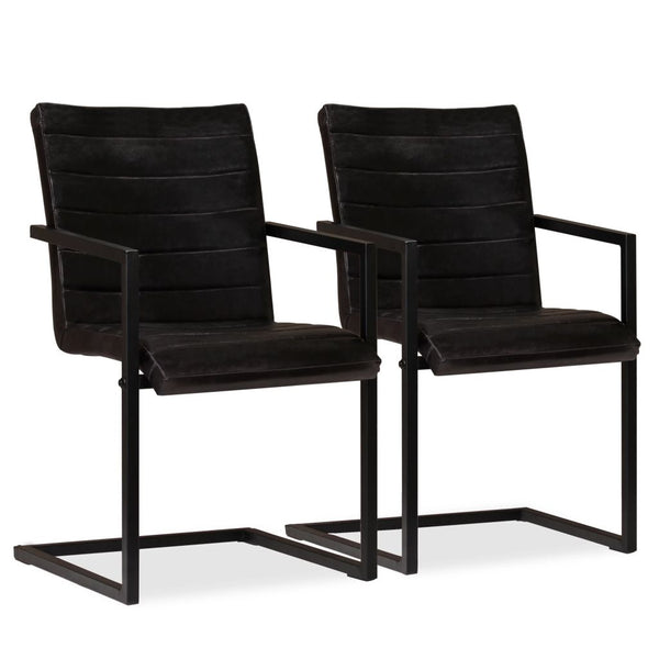  Dining Chairs 2 pcs Anthracite Real Leather
