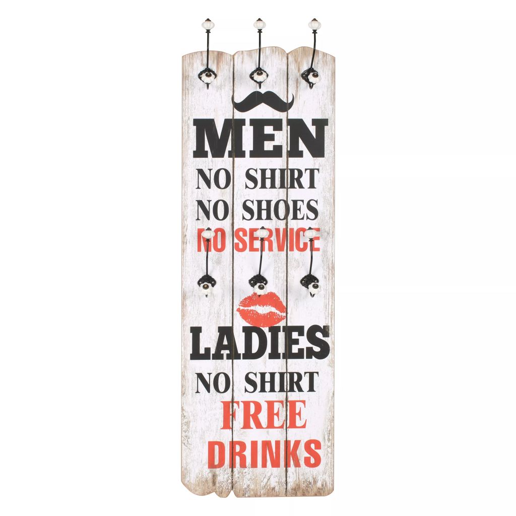 Wall-mounted Coat Rack with 6 Hooks 120x40 cm MEN LADIES