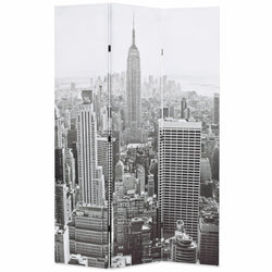 Folding Room Divider 120x180 cm New York by Day Black and White