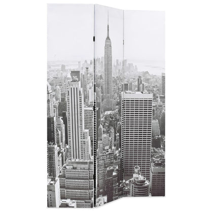 Folding Room Divider 120x180 cm New York by Day Black and White