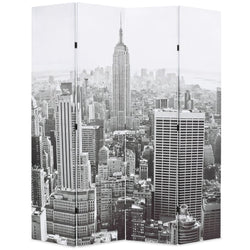 Folding Room Divider 160x180 cm New York by Day Black and White
