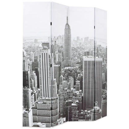Folding Room Divider 160x180 cm New York by Day Black and White