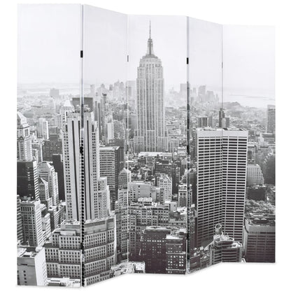 Folding Room Divider 200x180 cm New York by Day Black and White