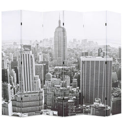 Folding Room Divider 228x180 cm New York by Day Black and White