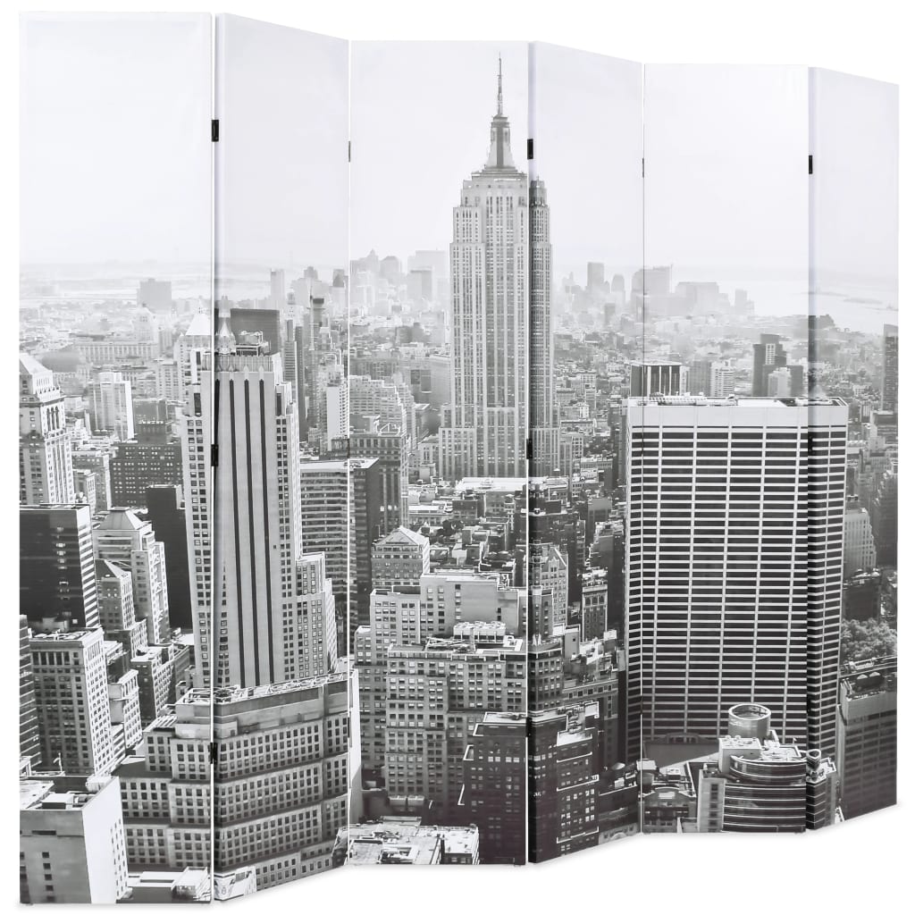 Folding Room Divider 228x180 cm New York by Day Black and White