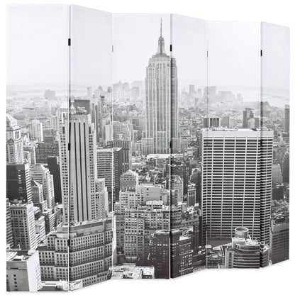Folding Room Divider 228x180 cm New York by Day Black and White