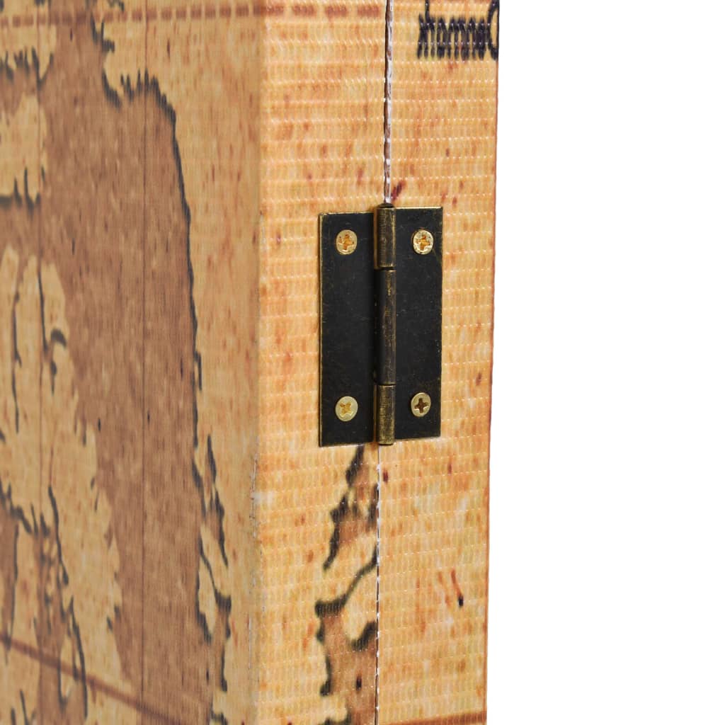 Folding Room Divider 160x180 cm World Map Yellow