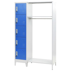 Locker Cabinet with Coat Rack Blue and Grey 110x45x180 cm Metal