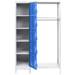 Locker Cabinet with Coat Rack Blue and Grey Metal