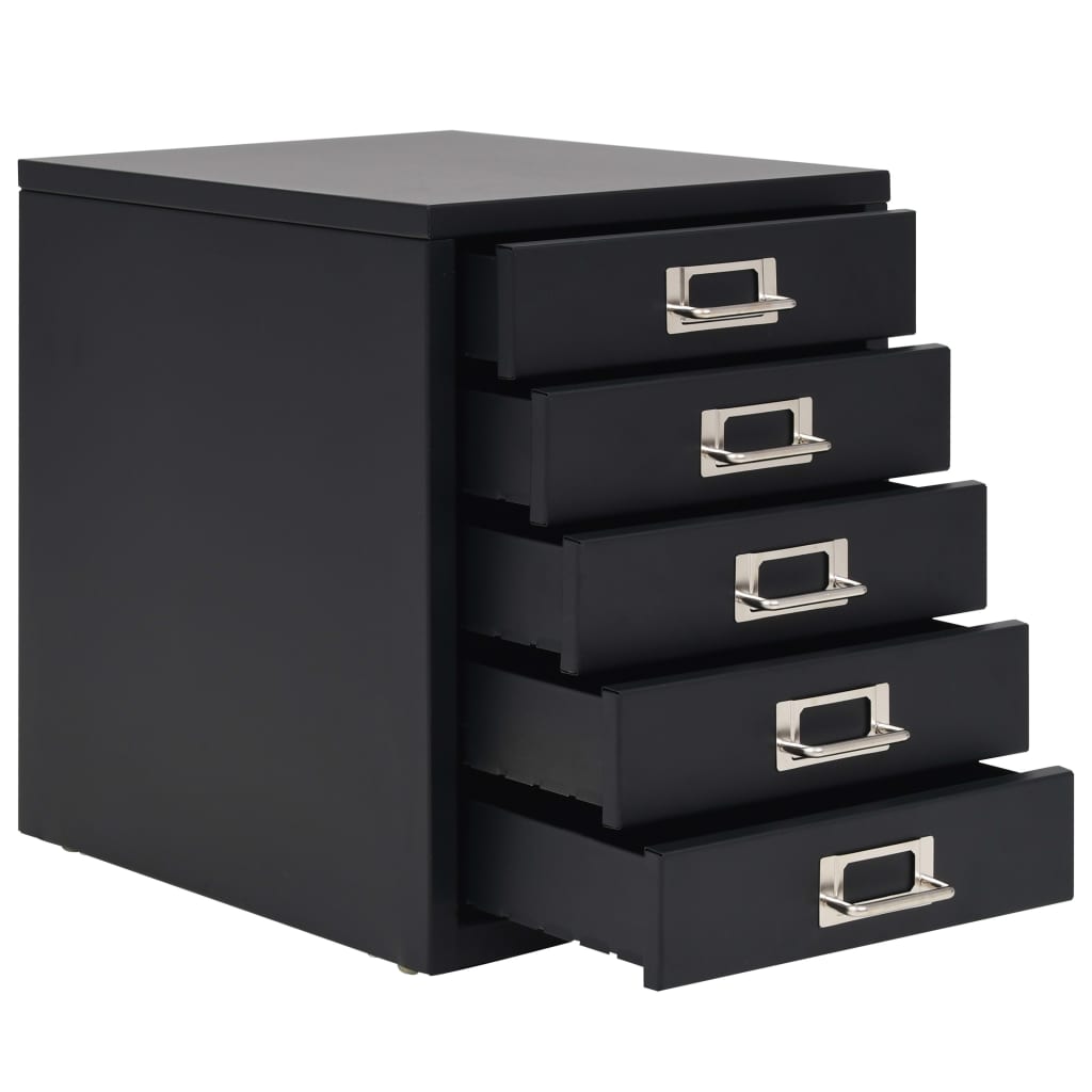 Filing Cabinet with 5 Drawers Metal 28x35x35 cm Black