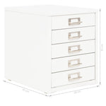 Filing Cabinet with 5 Drawers Metal White