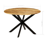 Dining Table Solid Rough Mango Wood and Steel