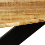 Dining Table Solid Rough Mango Wood and Steel