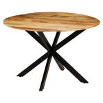 Dining Table Solid Rough Mango Wood and Steel